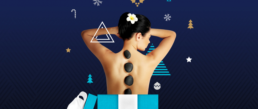 Woman getting hot stone massage