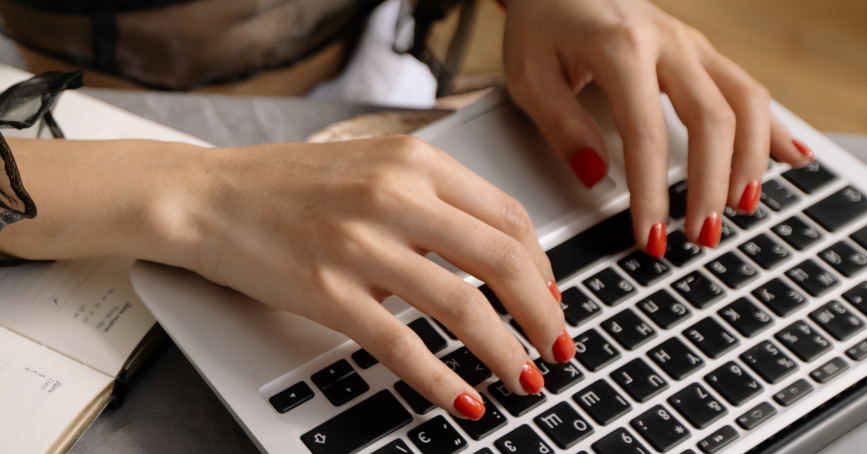 typing on laptop