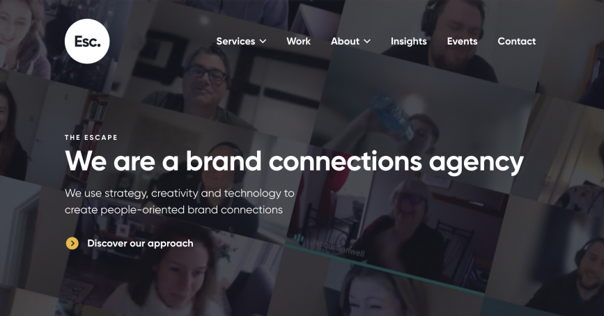 Screenshot of Escape Homepage