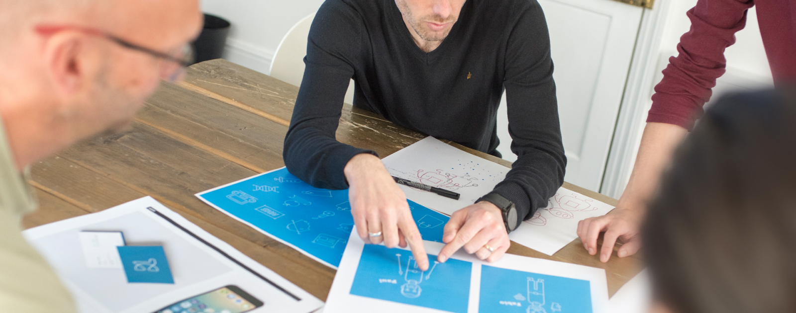Man pointing at diagram