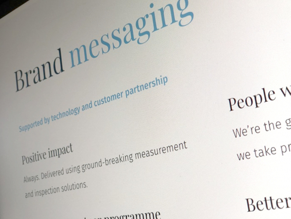 Brand messaging webpage on screen